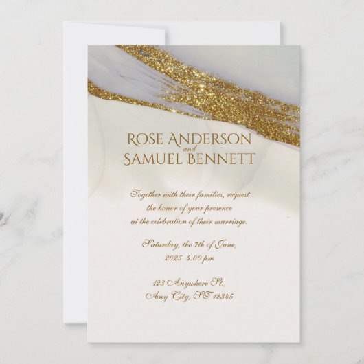 Handmade Alcohol Ink Glitter Wedding Invitation 招待状 (正面)