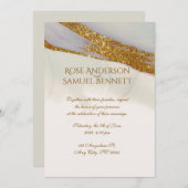 Handmade Alcohol Ink Glitter Wedding Invitation 招待状 (正面/裏面)