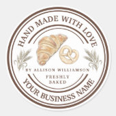 Handmade Bakery Logo with Wheat Spikes ラウンドシール (正面)