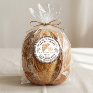 Handmade Bakery Logo with Wheat Spikes ラウンドシール