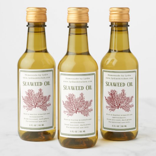 Handmade Botanical Seaweed Oil Label ワインラベル (ボトル)