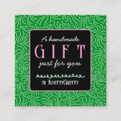 handmade business holiday green & pink gift card エンクロージャーカード (正面)