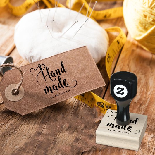 Handmade By Script | Heart Needle Calligraphy  ラバースタンプ