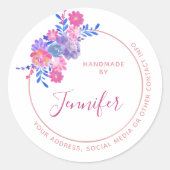 Handmade By You名前をカスタムすると情報 ラウンドシール (正面)
