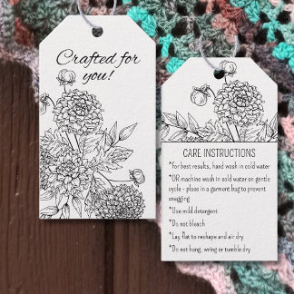 Handmade Care Instructions Country Floral Hang Tag ギフトタグ