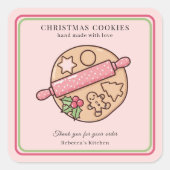 Handmade Christmas Cookies Small Business Custom スクエアシール (正面)