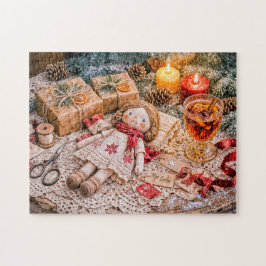 Handmade Cloth Doll with Christmas Gifts and Cozy  ジグソーパズル