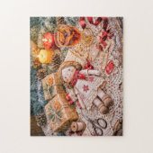 Handmade Cloth Doll with Christmas Gifts and Cozy  ジグソーパズル (縦)