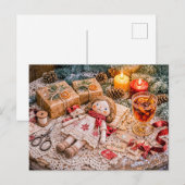 Handmade Cloth Doll with Christmas Gifts and Cozy  ポストカード (正面/裏面)