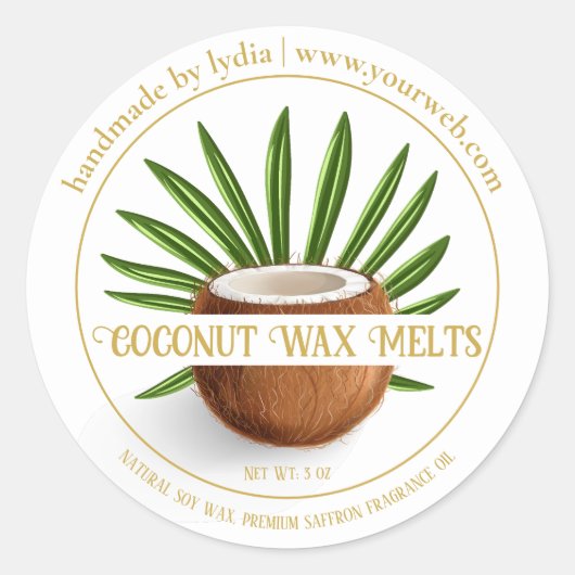 Handmade Coconut Melts Round Sticker ラウンドシール (正面)
