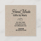 Handmade Craft paper rustic calling card スクエア名刺 (裏面)