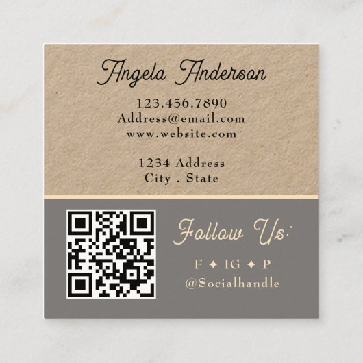 Handmade Craft Scissors QR Code スクエア名刺 (裏面)