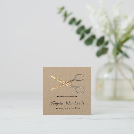 Handmade Craft Scissors QR Code スクエア名刺 (スタンド正面)