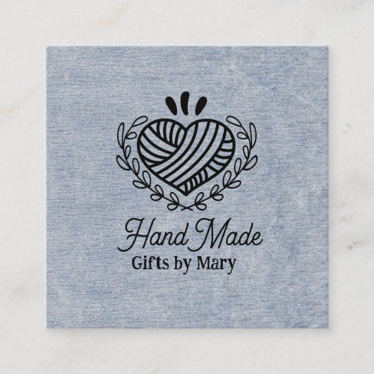 Handmade crafts Blue paper rustic calling card スクエア名刺 (正面)