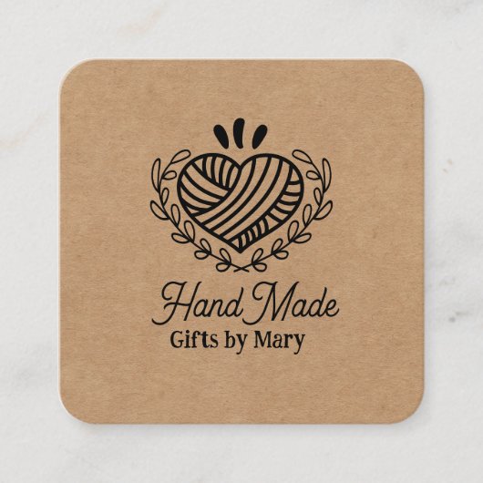 Handmade crafts brown paper rustic calling card スクエア名刺 (正面)