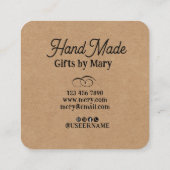 Handmade crafts brown paper rustic calling card スクエア名刺 (裏面)