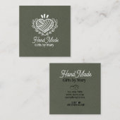 Handmade crafts Green paper rustic calling card スクエア名刺 (正面/裏面)