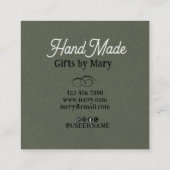 Handmade crafts Green paper rustic calling card スクエア名刺 (裏面)