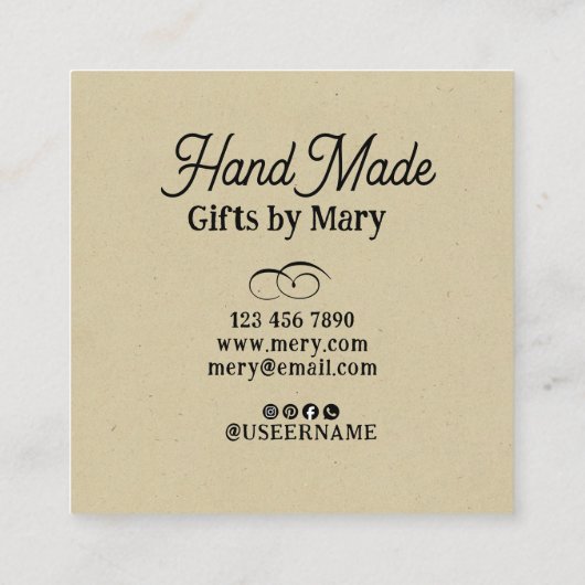 Handmade crafts paper rustic calling card スクエア名刺 (裏面)