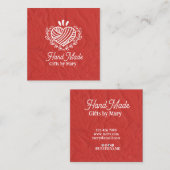 Handmade crafts Red paper rustic calling card スクエア名刺 (正面/裏面)