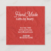 Handmade crafts Red paper rustic calling card スクエア名刺 (裏面)