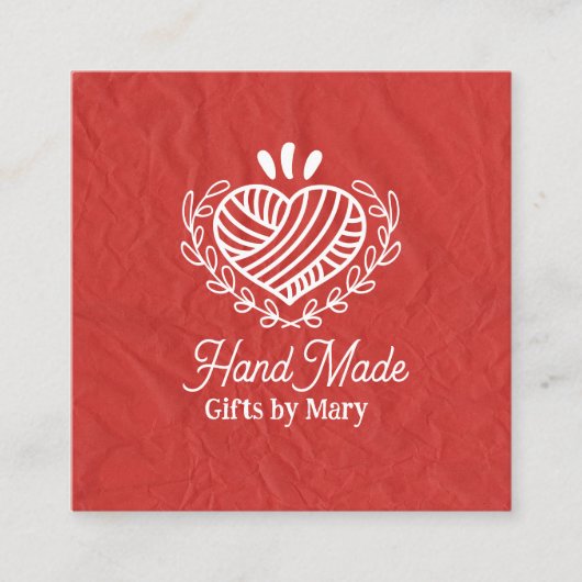 Handmade crafts Red paper rustic calling card スクエア名刺 (正面)