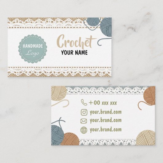  Handmade Crochet Business Card 名刺 (正面/裏面)