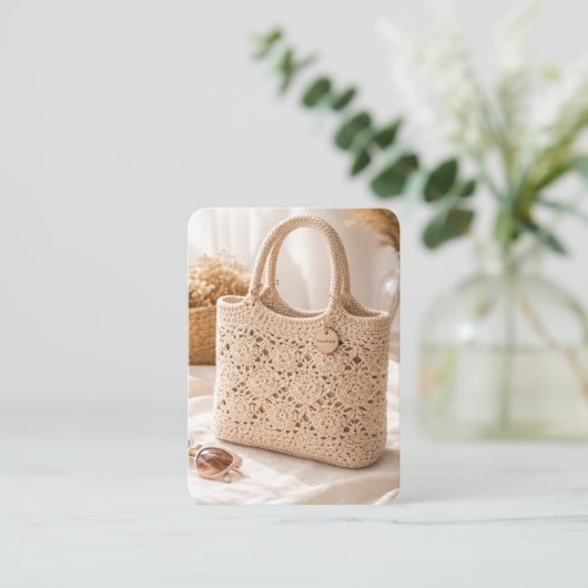 Handmade Crochet Business Card Minimal QR Code 名刺 (スタンド正面)