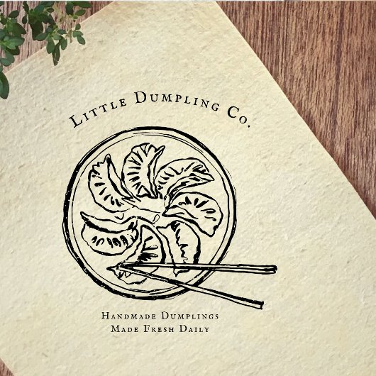 Handmade Dumplings Food Branding Rubber Stamp ラバースタンプ