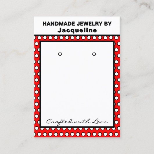 Handmade Earrings Red White Polka Dots 名刺 (正面)