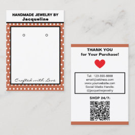 Handmade Earrings Terra Cotta White Polka Dots 名刺