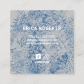 Handmade Gift Vintage Blue Floral Elegant スクエア名刺 (裏面)