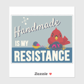 Handmade is My Resistance-Blue Rectangle sticker シール