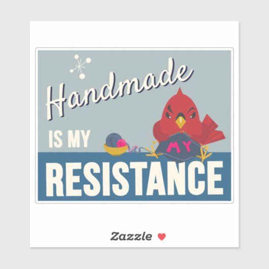 Handmade is My Resistance-Blue Rectangle sticker シール (シート)