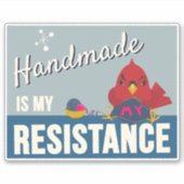 Handmade is My Resistance-Blue Rectangle sticker シール (正面)