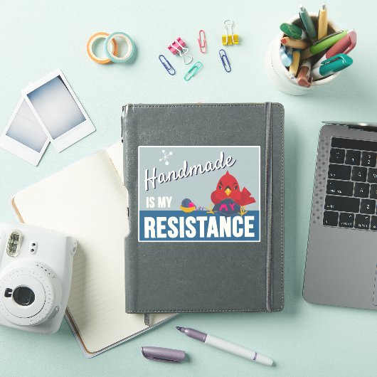Handmade is My Resistance-Blue Rectangle sticker シール (iPadカバー)