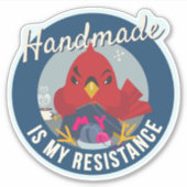 Handmade is My Resistance Blue Round Badge シール (正面)