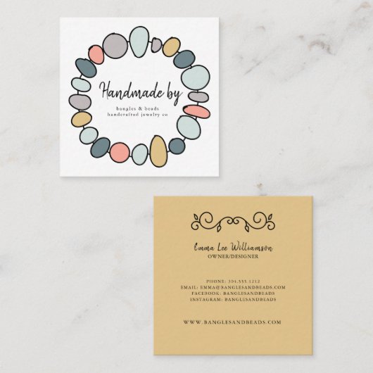 Handmade Jewelry Handmade Modern Business Card  スクエア名刺 (正面/裏面)