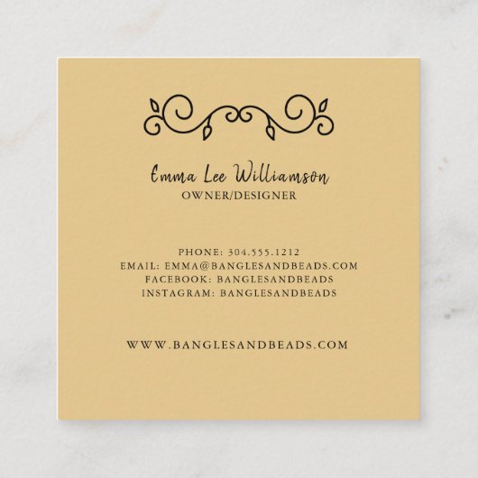 Handmade Jewelry Handmade Modern Business Card  スクエア名刺 (裏面)