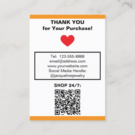 Handmade Jewelry Orange White Polka Dots 名刺 (裏面)