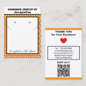 Handmade Jewelry Orange White Polka Dots 名刺 (正面/裏面)