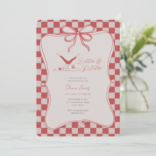 Handmade lattes and pilates bithday 招待状 (スタンド正面)