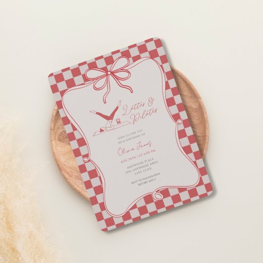 Handmade lattes and pilates bithday 招待状