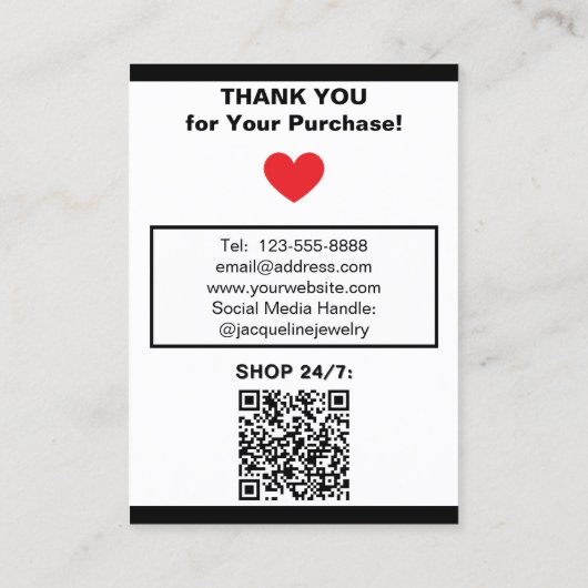 Handmade Necklace Earrings Black White Polka Dots 名刺 (裏面)