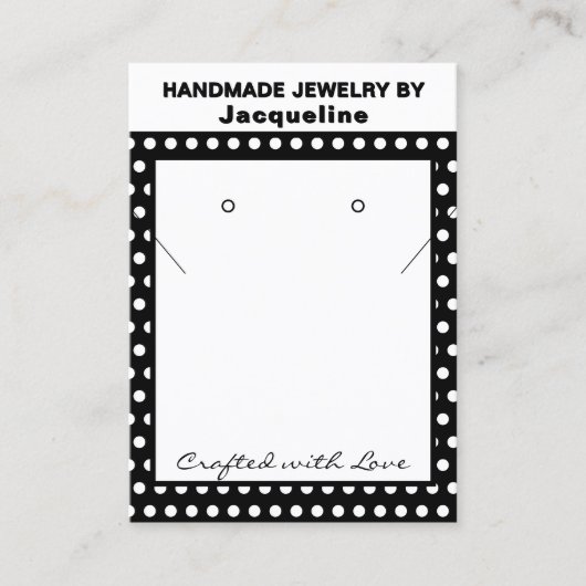 Handmade Necklace Earrings Black White Polka Dots 名刺 (正面)