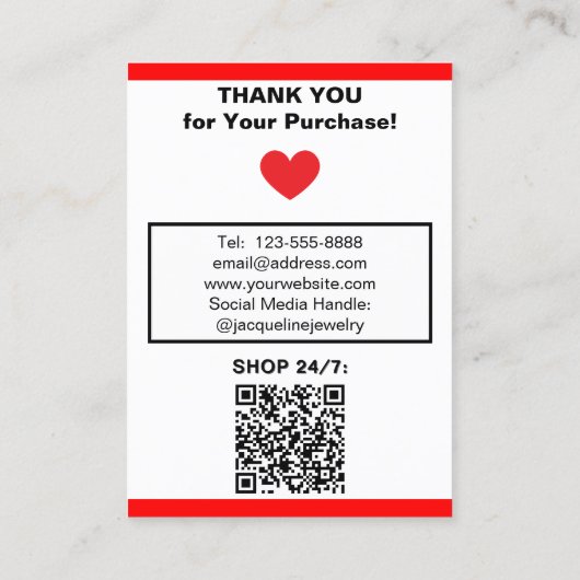 Handmade Necklace Earrings Red White Polka Dots 名刺 (裏面)