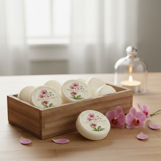 Handmade Orchid Wax Melts Round Sticker ラウンドシール
