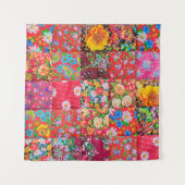 Handmade patchwork quilt with floral pattern as ba タペストリー (正面(横))