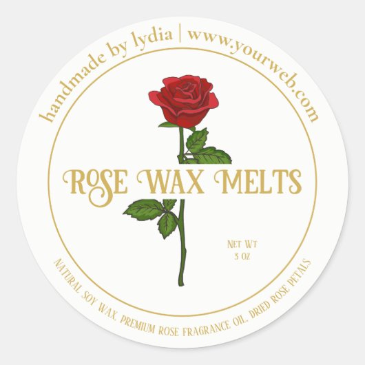 Handmade Rose Wax Melts Round Sticker ラウンドシール (正面)