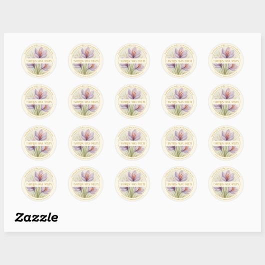 Handmade Saffron Wax Melts Round Sticker ラウンドシール (シート)